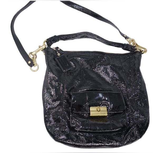 Coach Kristen Black Patent Leather Shoulder Bag 16013 - Picture 1 of 11